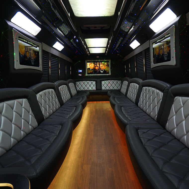 Laser lights on party bus