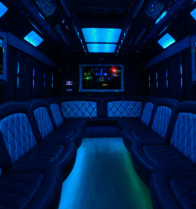 Sleek party bus interior